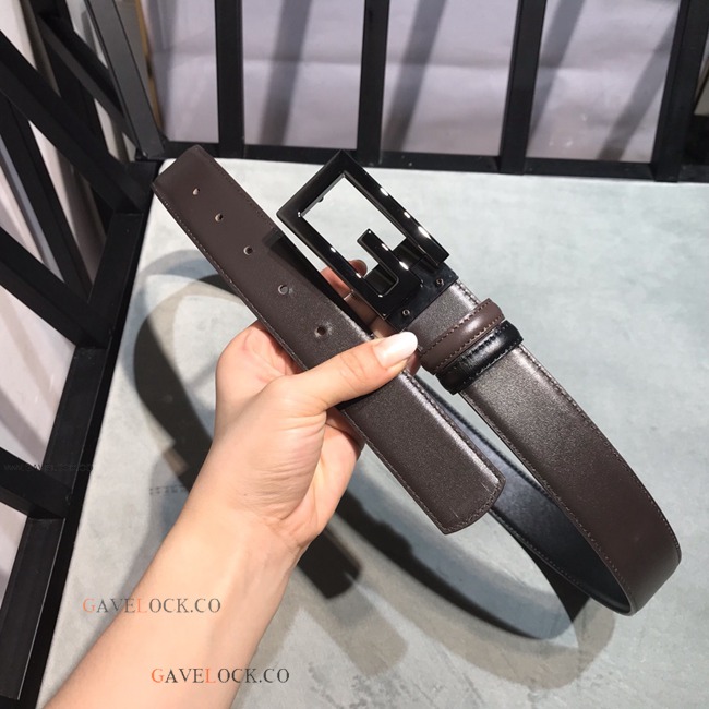 Gucci Belt Black & Brown Napa Upgraded Leather Black Buckle